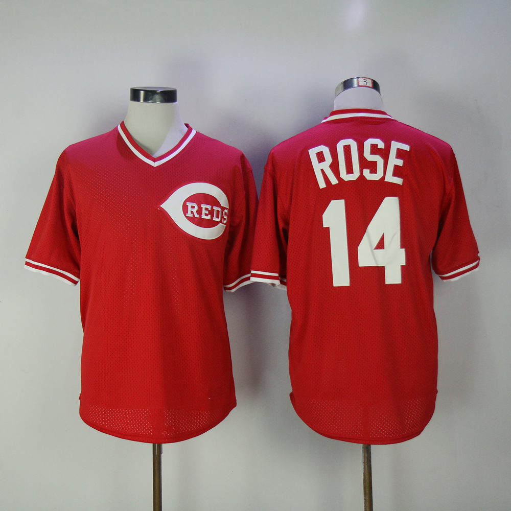 Men MLB Cincinnati Reds #14 Rose red throwback jerseys->cincinnati reds->MLB Jersey